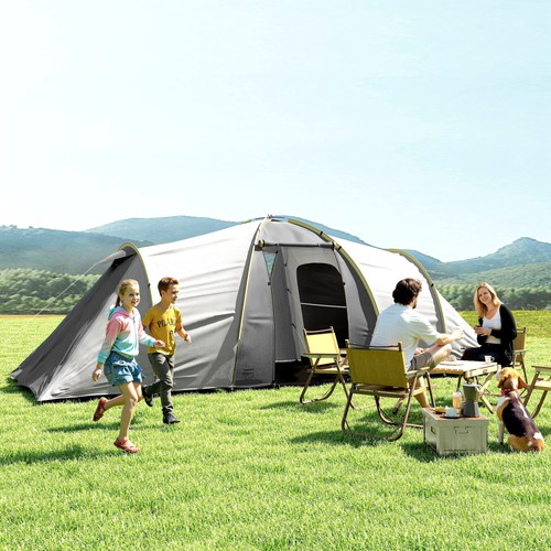 Man tunnel tent camping - man, tent,